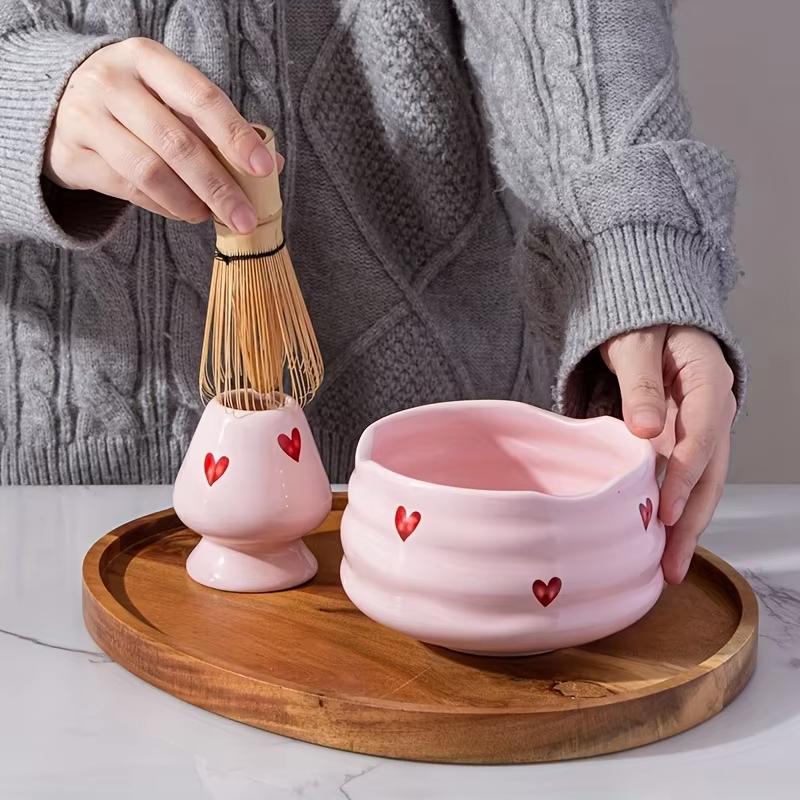 Matcha Whisk Set - 【2/4/5-delige schattige hartvormige keramische matcha-set -