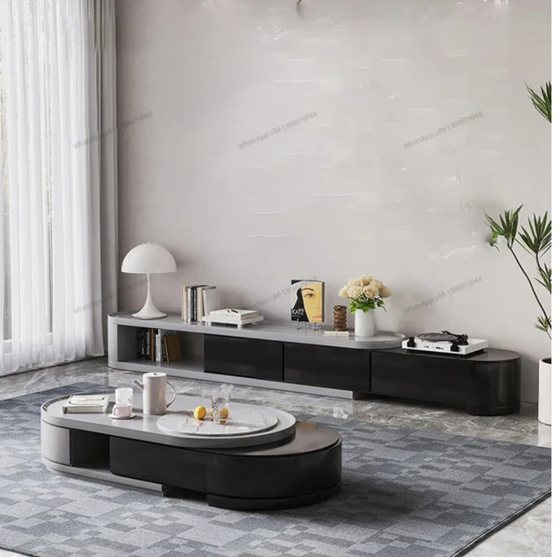 Coffee Tea Unit - Lichte luxe theetafel met rotsplaten, tv-kastcombinatie,
