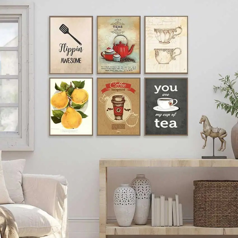 Coffee Tea Poster - Vintage hete koffie theetijd eten cupcake
