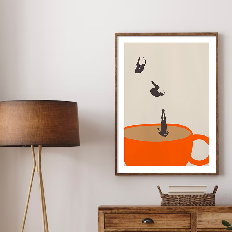 Coffee Tea Poster - Grappig Meisje Koffie Thee Cup Meditatie