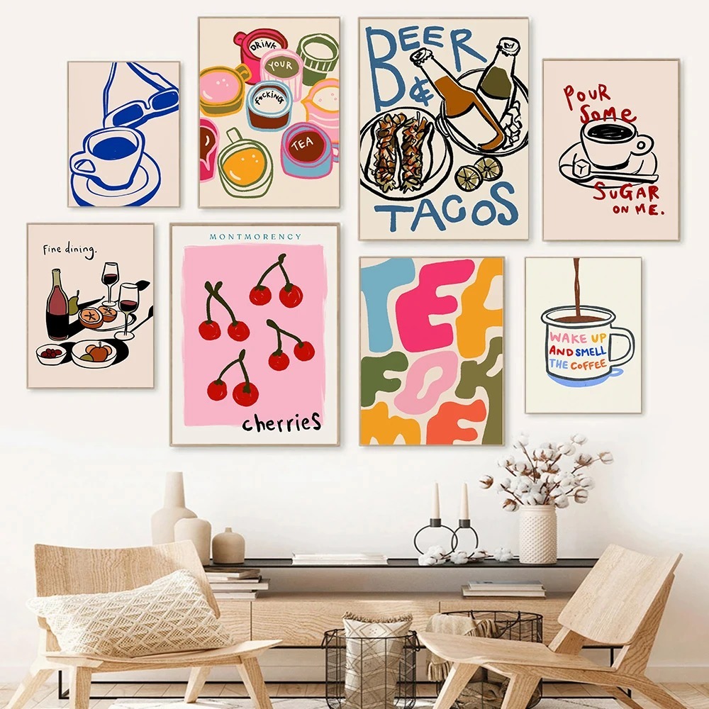 Coffee Tea Poster - Coffee Shop Afternoon Tea Croissant Kleurrijke