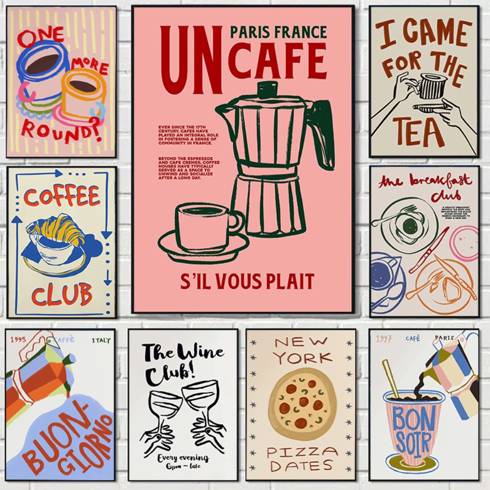 Coffee Tea Poster - Coffee Shop Afternoon Tea Croissant Kleurrijke