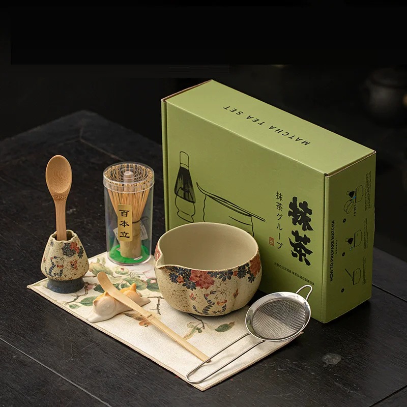 Matcha Whisk Set - 8PCS Japanse Vuursteen rode Matcha Maken