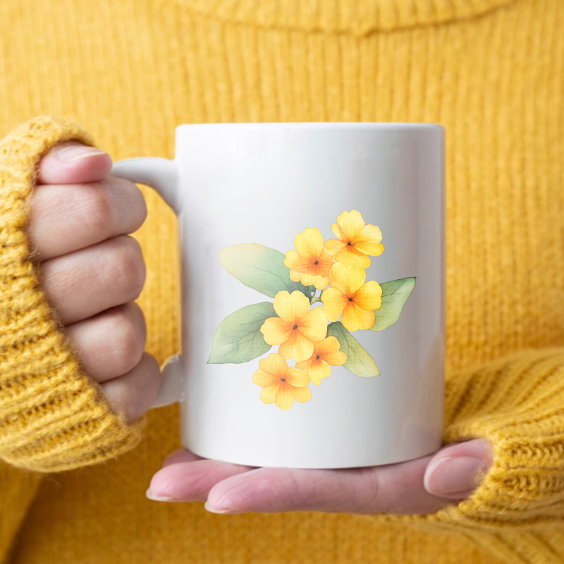 Coffee Tea Break - Keramische mok met witte en gele