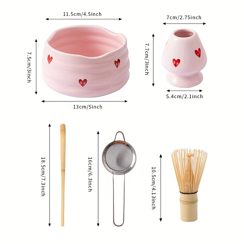 5-delige roze hartsticker kera - Matcha Whisk Set recensie en prijs